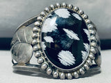 Night Snowfall Vintage Native American Navajo Sterling Silver Signed Bracelet-Nativo Arts