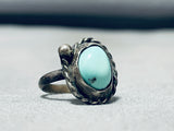 Very Early Vintage Native American Navajo Natural Turquoise Sterling Silver Ring Old-Nativo Arts