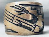 Massive Vintage Native American Hopi Hand Tooled Sterling Silver Bracelet Cuff
