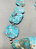 200 Gram Vintage Native American Navajo Morenci Old Kingman Turquoise Sterling Silver Necklace-Nativo Arts
