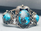 One Of The Best Vintage Native American Navajo Morenci Turquoise Sterling Silver Bracelet-Nativo Arts
