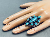 Huge Adjustable Vintage Navajo Turquoise Cluster Sterling Silver Ring-Nativo Arts