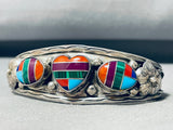 Hearts Of Inlay Vintage Turquoise Sterling Silver Bracelet Cuff-Nativo Arts