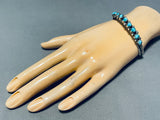 Fabulous Vintage Native American Zuni 9 Carved Blue Gem Turquoise Sterling Silver Bracelet-Nativo Arts