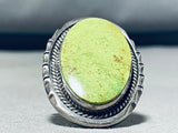 Bill Mex Colossal Vintage Native American Navajo Signed Gaspeite Sterling Silver Ring-Nativo Arts