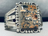 Tigers Fur Vintage Native American Navajo Sterling Silver Petrified Wood Bracelet-Nativo Arts