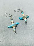 Native American Sweet Vintage Zuni Blue Gem Turquoise Sterling Silver Earrings-Nativo Arts