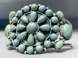 Superior Vintage Native American Navajo Green Turquoise Sterling Silver Cluster Bracelet-Nativo Arts
