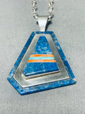 Fascinating Native American Navajo Denim Lapis Sterling Silver Necklace Signed-Nativo Arts