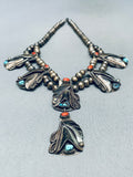 One Of The Best Vintage Native American Navajo Bisbee Turquoise Sterling Silver Necklace-Nativo Arts