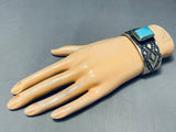 Heavy 92 G, Important Vintage Native American Navajo Turquoise Sterling Silver Bracelet