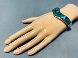 Jasper John Vintage Native American Navajo Malachite Lapis Sterling Silver Inlay Bracelet-Nativo Arts