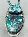 Woah! Vintage Native American Navajo Spiderweb Turquoise Sterling Silver Necklace Old-Nativo Arts