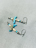 Native American Sweet Vintage Zuni Blue Gem Turquoise Sterling Silver Earrings-Nativo Arts