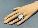 Opulent Vintage Native American Navajo Mother Of Pearl Sterling Silver Ring-Nativo Arts