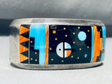 6.5 Inch Wrist Vintage Native American Navajo Turquoise Inlay Sterling Silver Bracelet-Nativo Arts