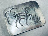 Happy Drancing Deer Vintage Native American Navajo Sterling Silver Buckle-Nativo Arts
