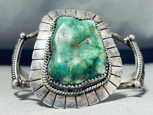 Massive Vintage Native American Navajo Carico Lake Turquoise Sterling Silver Bracelet-Nativo Arts