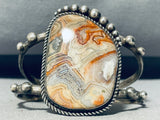 One Of The Coolest Vintage Native American Navajo Streak Agate Sterling Silver Bracelet-Nativo Arts