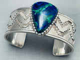 One Of The Best Vintage Native American Navajo Azurite Sterling Silver Bracelet Cuff-Nativo Arts