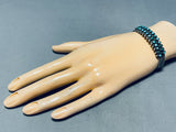 Early 1900's Vintage Native American Zuni Turquoise Sterling Silver Bracelet Cuff Old-Nativo Arts