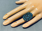 Unrivaled Vintage Native American Zuni Blue Green Turquoise Cluster Sterling Silver Ring-Nativo Arts