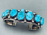 Heavy Vintage Native American Navajo Turquoise Sterling Silver Wire Bracelet-Nativo Arts