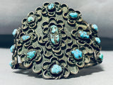 Teh Best Vintage Native American Navajo Waving Cluster Turquoise Sterling Silver Bracelet-Nativo Arts
