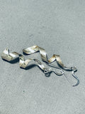 Impressive Vintage Native American Navajo Sterling Silver Swirl Earrings-Nativo Arts