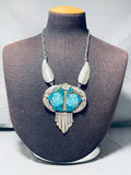 The Best Vintage Native American Navajo Two Stone Turquoise Sterling Silver Necklace-Nativo Arts