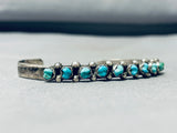 Sweet Vintage Native American Zuni Cerrillos, Blue Gem Turquoise Sterling Silver Bracelet-Nativo Arts