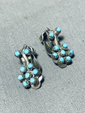 Flowers Of Turquoise Vintage Native American Zuni Sterling Silver Earrings Old-Nativo Arts