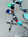 Gasp! One Of The Most Impressive Vintage Turquoise Sterling Silver Necklace-Nativo Arts