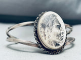 Completely Hand Carved Vintage Native American Navajo Sterling Silver Bracelet-Nativo Arts