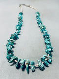 Native American Sensational Vintage Santo Domingo Old Kingman Turquoise Sterling Silver Necklace-Nativo Arts