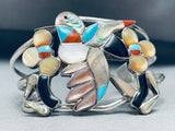 Huge Vintage Native American Zuni Bird Turquoise Sterling Silver Inlay Bracelet-Nativo Arts