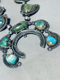 237 Grams!! Chunky Turquoise Vintage Native American Navajo Squash Blossom Necklace Old-Nativo Arts