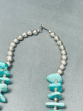 Breathtaking 131 Grams Native American Navajo Easter Blue Turquoise Sterling Silver Necklace