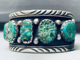 One Of The Best Vintage Native American Navajo Green Turquoise Sterling Silver Bracelet-Nativo Arts