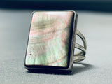Mesmerizing Vintage Native American Navajo Abalone Square Sterling Silver Ring-Nativo Arts