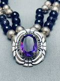 One Of The Most Fab Vintage Native American Navajo Amethyst Sterling Silver Necklace-Nativo Arts