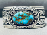 Breathtaking Signed Native American Navajo Candelaria Turquoise Sterling Silver Bracelet-Nativo Arts