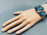 Important Gilbert Turquoise Vintage Native American Navajo Sterling Silver Bracelet Old-Nativo Arts