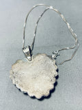 Iconic Vintage Native American Navajo Gaspeite Sterling Silver Heart Necklace-Nativo Arts