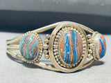Rare Vintage Native American Navajo Calsilica Sterling Silver Bracelet Cuff-Nativo Arts