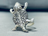 Amazing Vintage Native American Navajo Sterling Silver Southwestern Toad Ring-Nativo Arts
