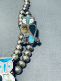 Richard Long Vintage Native American Navajo Turquoise Sterling Silver Owl Necklace-Nativo Arts