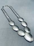 Intricately Hand Stamped Vintage Native American Navajo Sterling Silver Pillow Necklace-Nativo Arts
