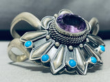 One Of The Most Unique Ever Amethyst Sterling Silver Vintage Native American Navajo Bracelet-Nativo Arts