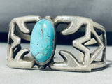 Spectacular Vintage Native American Navajo Blue Gem Sand Cast Silver Bracelet-Nativo Arts